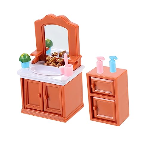 KOMBIUDA 3-teiliges Mini-badmöbel-Set Simulation Miniatur- -Ornamente Für Jungen Und Mädchen Miniaturmodell Robustes Holzspielzeug von KOMBIUDA