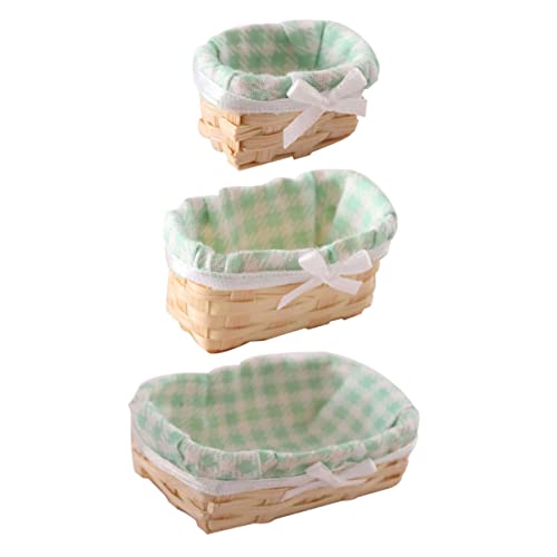 KOMBIUDA 3St Miniatur geflochtene Körbe kühlkorb einkaufskorb Storage Baskets Miniaturmöbel Miniaturkörbe Spielzeugkörbe Miniaturen zum Basteln kleine Flechtkörbe Mini Körbe Bambus Green von KOMBIUDA