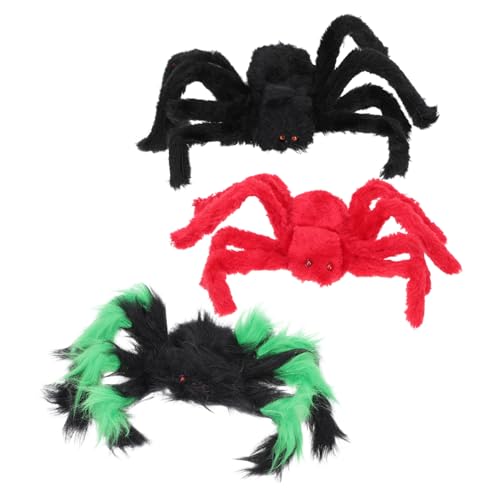 KOMBIUDA 3St Simulationsspinne Künstliche Spinne Halloween Aufkleber Zubehör Teppich flackern Plush Spider Spinnen Dekoration spinnenfänger Spinnenstütze Indoor-Outdoor-Spinnendekor Plüsch von KOMBIUDA