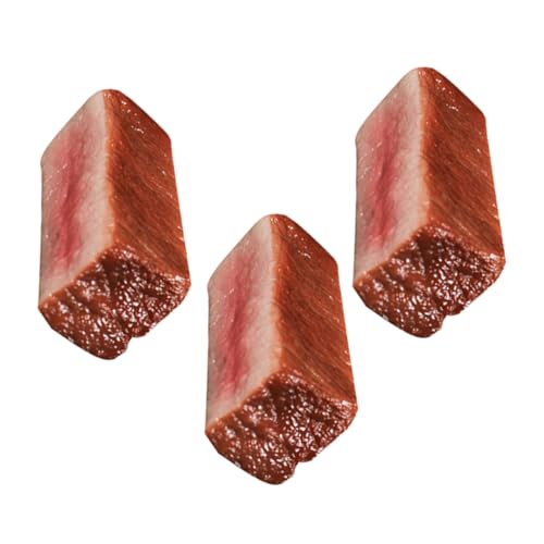 KOMBIUDA 3St Steak-Modell Restaurant deko esszimmer deko Küchen Deko Kunstfleisch Modell Kunstfleisch Deko gefälschte Fleischdekoration Rinderblock-Modell Kochspielzeug PVC Brown von KOMBIUDA