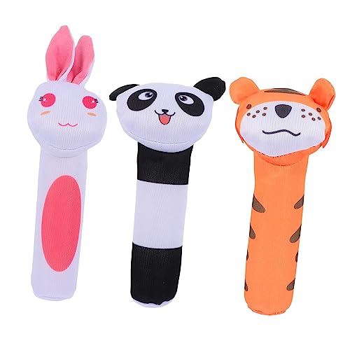 KOMBIUDA 3St rasseln Animal Toys Tier Entwicklungs chatot Plush babyspielzeuge Rasselspielzeug mit langem Griff Plüschglockenstäbe tierische Rasseln von KOMBIUDA