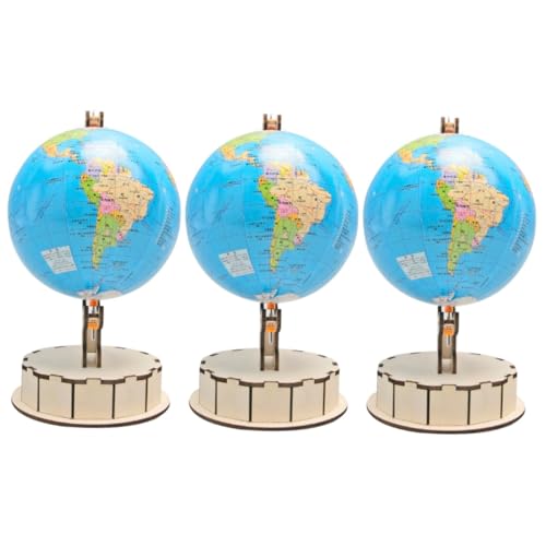 KOMBIUDA 3st Globe-lehrmittel Erdanker DIY-Kits Spielsachen Modelle DIY Erdkugel-Spielzeug Kunsthandwerk, Das Einen Herstellt Wissenschaftliches -Spielzeug Holz Colorful von KOMBIUDA