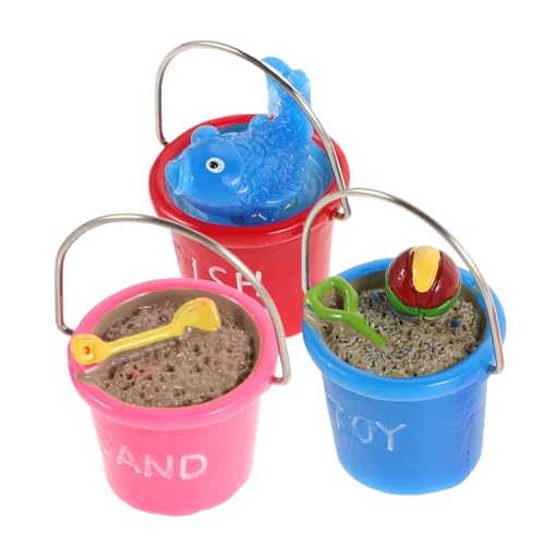 KOMBIUDA 3st Mikro-landschafts-strandeimer Strandthemaverzierung Puppenhausstrand Strandurlaub-Accessoires Urlaubsstrand Küsten Weihnachten Christbaumschmuck Mini-gartenzubehör Naturharz von KOMBIUDA