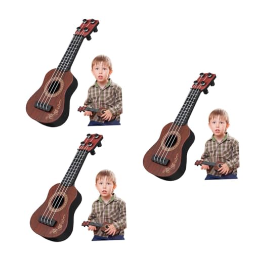 KOMBIUDA 3st Mini-Ukulele Kinderspielzeug Kindergitarre Für Jungen Ukulele Für Kleinkinder Spielzeuggitarre Für Kinder Neuheit Ukulele BAB-Gitarre Musikalisches Spielzeug Plastik Brown von KOMBIUDA