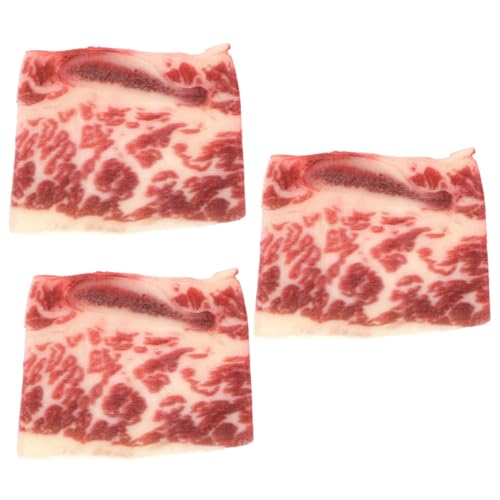 KOMBIUDA 3st Simulationsrindfleischmodell Simulationsfleisch Naturgetreue Fleischdekoration Künstliches Lebensmittelmodell Aussehendes Falsches Fleisch Küchendekoration Gefälscht PVC von KOMBIUDA