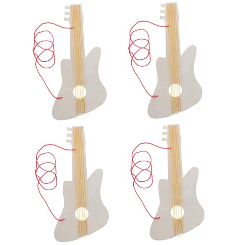 KOMBIUDA 4 Sätze DIY Holzgitarre Bauen Musikalische Gitarre Bausatz Akustikgitarre Holz Gitarre Unfertige Holz Gitarre Holzgitarre für DIY unlackierte Holzgitarre hölzern von KOMBIUDA