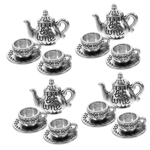 KOMBIUDA 4 Sätze Mini- Aus Metall Puppe Prinzessin Tea Time Spielzeug Küche Gefälscht Mädchen Häuser Rollenspielspielzeug Für Kinder Couchtischdekoration Miniatur Silver Legierung von KOMBIUDA