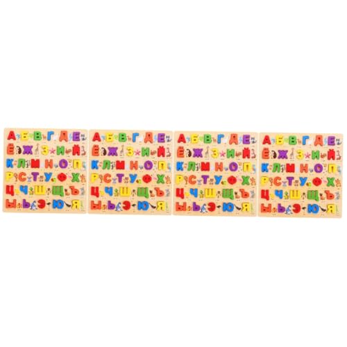 KOMBIUDA 4 Sätze Russisches Rätsel Puzzle für Kinder Lernpuzzle für Kleinkinder Russisches Buchstabenrätsel Alphabet-Puzzle-Brett passendes Spielzeug Lernspielzeug Russisches Alphabet Holz von KOMBIUDA