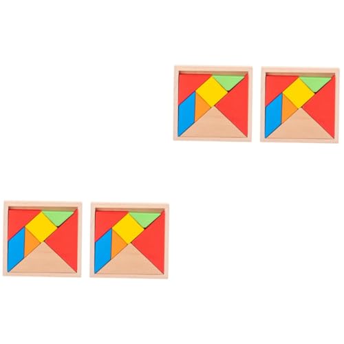 KOMBIUDA 4 Sätze Tangram-Puzzle-Spielzeug Früherziehungsspielzeug Kinder Spielen Spielzeug Hölzern von KOMBIUDA