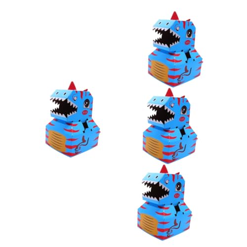 KOMBIUDA 4 Sätze tragbarer Karton Kinder bastelset basteln für Kinder bastelzeug für Kinder Toys for Spielzeug Spielhaus aus Pappe Bekleidung tragbare Dinosaurier aus Papierkarton Blue von KOMBIUDA