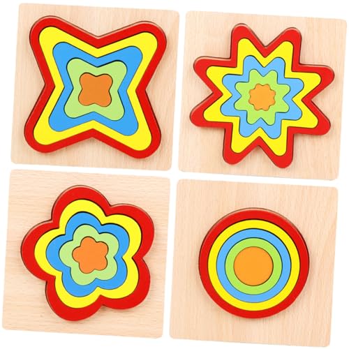 KOMBIUDA 4 Sets Formpuzzle Stapelspielzeug Bausteine ​​Kinderpuzzle Kleinkindpuzzle Kinderspielzeug Puzzles Für Kleinkinder Für Babys Kinderpuzzles Kinderblöcke Holz von KOMBIUDA