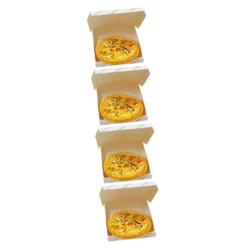 KOMBIUDA 4 Sets Mini Pizza Mit Box Puppenhaus Miniaturen Pizza Modell Gefälschte Lebensmittel Dekoration Simulation Mini Pizza Mini Pizza Requisite Realistische Mini Pizza Foto von KOMBIUDA