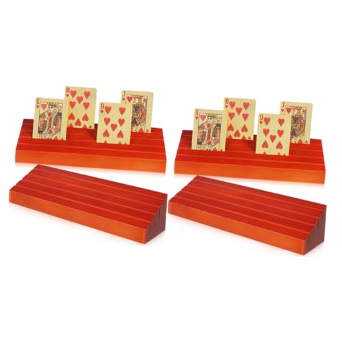 KOMBIUDA 4 Stück 1 Spielkartenfach Spielkartenständer Canasta-kartenhalter Spielkartenhalter Spielkarten-Organizer Spielkarten-handhalter Ablagefach Für Spielkarten Holzständer Kiefernholz von KOMBIUDA