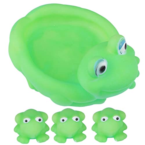 KOMBIUDA 4 Stück Badespielzeug Kinderspielzeug Poolspielzeug Für Babys Zeichentricktiere Duschspielzeug Badewanne Wasserspielzeug Green Vinyl von KOMBIUDA