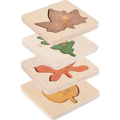 KOMBIUDA 4 Stück Blatt-Puzzle gefälschte Blätter Kinderspielzeug Blätter Puzzle- Kleinkinder Guck-Guck kognitives Formen Puzzle- für Holz von KOMBIUDA