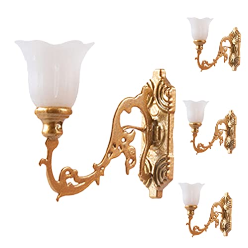 KOMBIUDA 4 Stück Dekorative Lampe aus Moos kleine Wandlampe Zuglampe Mini-Möbelverzierung Dekorative Mini Lichter Modellbau Wandleuchten dekoratives Mini-Licht Miniatur-Wandlampe Abs Golden von KOMBIUDA