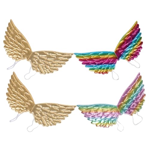 KOMBIUDA 4 Stück Flügelriemen Party zubehör Wings Costume Kostümflügel Butterfly Wings schmetterlingsflügel -Performance-Flügel Requisiten für Engelsflügel Kostüm Flügel Stoff von KOMBIUDA