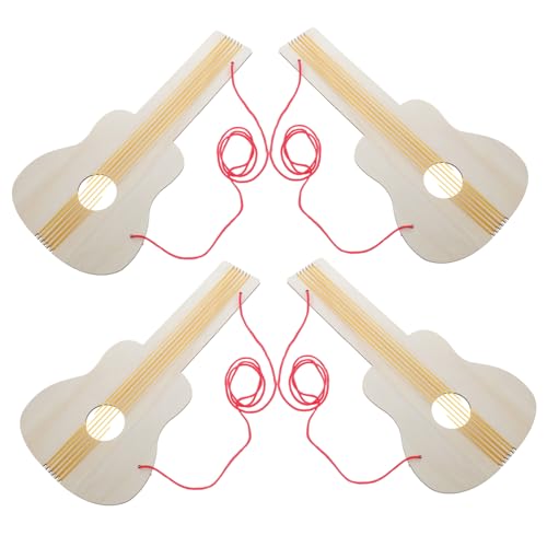 KOMBIUDA 4 Stück Gitarrenkinder musikinstrumente für musikalisches innovatives Bastelbedarf Gitarre Musikinstrument zum Selbermachen Holzgitarre für Beige von KOMBIUDA