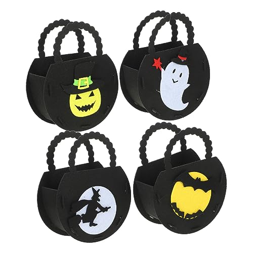 KOMBIUDA 4 Stück Halloween-süßigkeitshalter Halloween-süßigkeitshandtaschen Geschenktüten Für Kinder Kürbis Süßigkeiten Halloween Süßes Sonst Gibt's Saures Taschen Mini-radierer Filzstoff von KOMBIUDA