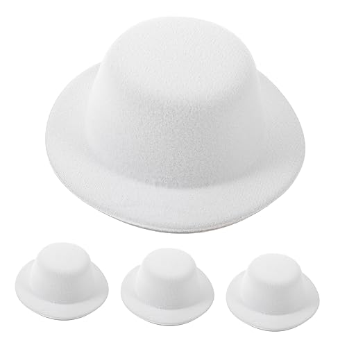 KOMBIUDA 4 Stück Mini-Hut Mini-Zylinder Kleine Schneemannmützen Zylinderhüte Für Das Handwerk Mini-schneemannfiguren Gnomenhüte Puppen Minihüte Mini-Tops Für Bastelarbeiten Kappe Stoff Weiß von KOMBIUDA