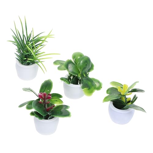 KOMBIUDA 4 Stück Mini Miniatur Pflanzenmodelle Kunstpflanzen Blumendekor Für Mini Garten Künstliche Zimmerpflanzen Und Deko Für Kreative Gartengestaltung Ideal Für Tisch Und Regale von KOMBIUDA