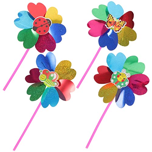 KOMBIUDA 4 Stück Pailletten-Schmetterlings-windmühle Windmühlenschmuck Regenbogen-windrad Farbenfrohes Windmühlendekor Windmühlen Für Kinder Garten-windrad-Ornament Colorful Plastik von KOMBIUDA