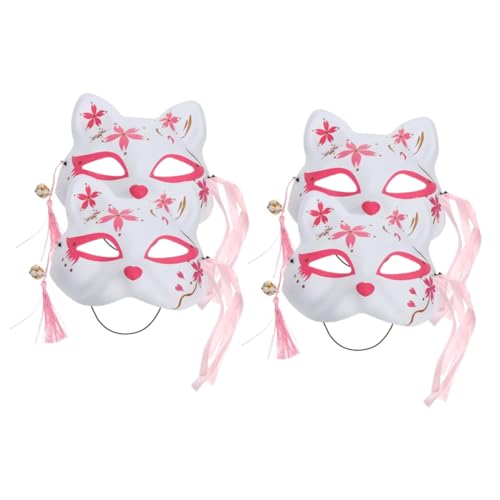 KOMBIUDA 4 Stück Sakura-Fuchs-Maske maskerade maske herren Wolfsmaske Maske für Erwachsene Fuchs Hälfte fox mask halloween costume Cosplay-Gesichtsmaske Bühnenauftrittsmaske Plastik Rosy von KOMBIUDA