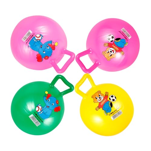 KOMBIUDA 4 Stück Schläger handhaben hupfball für Kinder Activity für Kinder Toys for Spielzeug für Kinder Hüpfball mit Griffen Kinderspielzeugball Kinder Spielzeug-Cartoon-Ball PVC von KOMBIUDA