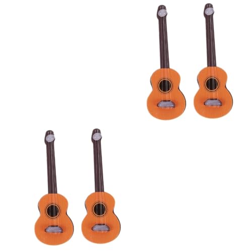 KOMBIUDA 4 Stück Simulationsgitarre Mini Gitarrenfigur Ornament Puppenhaus Musikinstrument Puppenhaus Gitarre Miniatur Ukulele Gitarrenmodell Replik Miniatur Gitarrenmodell Hellbraun Aus von KOMBIUDA