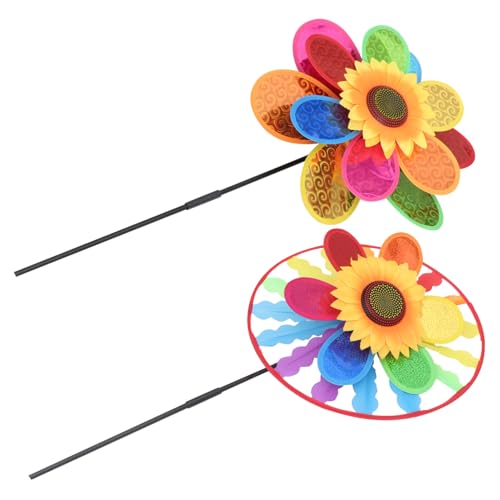 KOMBIUDA 4 Stück Sonnenblumen-windmühle Garten Windmühle Windmühlenspielzeug Für Kinder Kinderspielzeug Windrad Windspiele Im Freien Outdoor-Spielzeug Für Kinder Colorful Plastik von KOMBIUDA