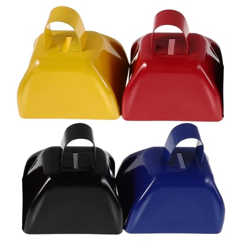 KOMBIUDA 4 Stück Teiliges Metall-kuhglocken mit Ergonomischem Griff Kleine Laute Hand-rassel für Sportveranstaltungen Team-feiern und Feierlichkeiten in Gelb Rot Blau Schwarz KOMBIUDA 4 Stück Teiliges Metall-kuhglocken mit Ergonomischem Griff Kleine Laute Hand-rassel für Sportveranstaltungen Team-feiern und Feierlichkeiten in Gelb Rot Blau Schwarz von KOMBIUDA