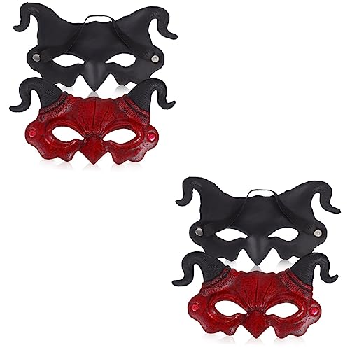 KOMBIUDA 4 Stück Teufelsmaske Teufelsaugenmaske Maskerade-masken-kostüme Für Männer Cosplay-maske Für Männer Kostüm Hälfte Maskerade-kostümzubehör Kostüm Halbe Gesichtsmaske Pu-schaum von KOMBIUDA