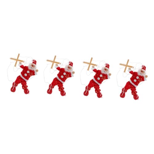 KOMBIUDA 4 Stück Weihnachts Puppen Handpuppen Für Kinder Weihnachtsmann-Puppe Santa Marionette Ding Marionettenpuppen Weihnachtsbaum-plüschpuppe Weihnachtsbaum Plüschtier Stoff Rot von KOMBIUDA