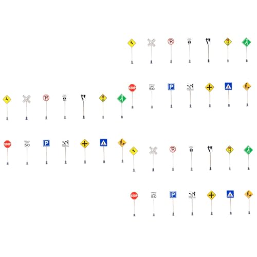 KOMBIUDA 42 STK Zubehör für Mikrolandschaften Schilder für Sandtisch-Straßensperren Spielzeug für Straßenverkehrszeichen verkehrsschilder verkehrszeichenerkennung Mini-Simulationsmodell von KOMBIUDA