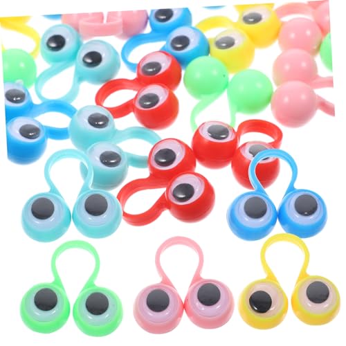 KOMBIUDA 48 Stück Augenring Finger Puppenaugen Googeln sankastenspielsachen kindergeburtstags mitgebsel Funny Toys Fun Toy funnytoys Googly Augapfel Ringe Partygeschenke Plastik von KOMBIUDA