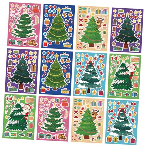 KOMBIUDA 48St Weihnachtsaufkleber Weihnachtsstrumpffüller Weihnachtsstrumpf Stuffer weihnachtsbaumdeko weihnachtsbäume geschmückt Aufkleber für Weihnachtsfeiern Aufkleber Dekor Papier von KOMBIUDA