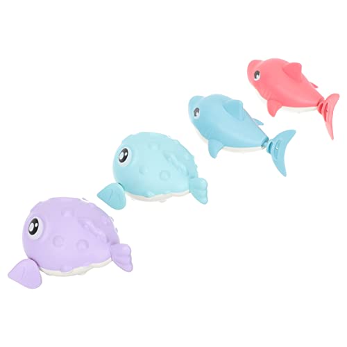 KOMBIUDA 4er Set Aufzieh Für Lustige Wind Up Badewannen Tiere Für Babys Schwimmende Bade Spielzeuge Für Kleinkinder Shark + Pufferfish Farben Zufällig von KOMBIUDA