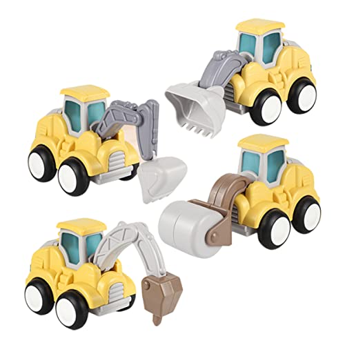 KOMBIUDA 4er Set Push Back Bagger Für Robuste Baustellenfahrzeuge Inklusive Excavator Und Construction Truck Modell Ideal Für Kleinkinder Ab 3 Jahren von KOMBIUDA