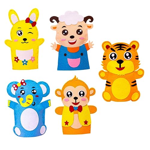 KOMBIUDA 5 Sets DIY Handpuppen Flauschige Stofftiere Handpuppen Bastelmaterial Fantasievolles Spielspielzeug Kleinkind Tierpuppen Stofftiere Für Kinder DIY Bastelset Kinder von KOMBIUDA