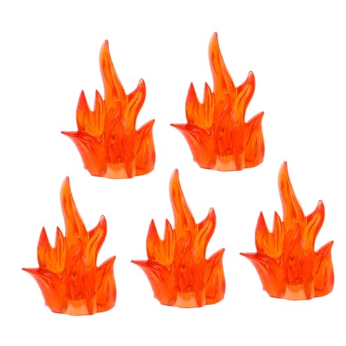 KOMBIUDA 5-teiliges Mini-Feuereffekt-Actionfiguren-Zubehör für Jungen und Mädchen Baustein-Set mit Plastikflammen von KOMBIUDA