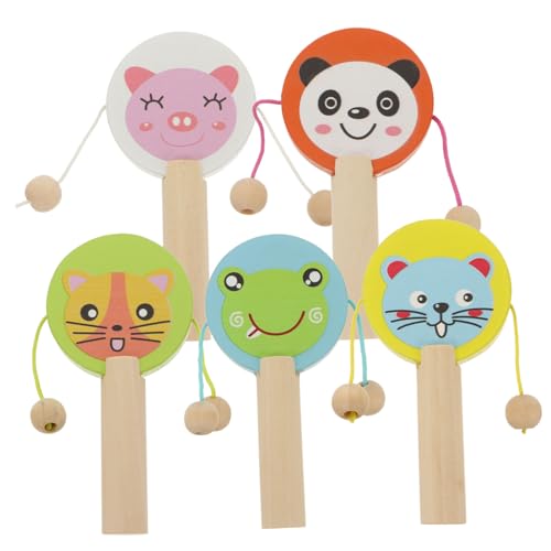 KOMBIUDA 5 Stück Holzrassel Für Kleinkinder Für Babys Babyrassel Musikspielzeug Kinderspielzeug Holzmusikspielzeug Orff Instrument Holzspielzeug Puzzle Rassel Lernspielzeug von KOMBIUDA