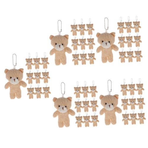 KOMBIUDA 50 Stück Teddybär-Anhänger Mini-Kuschelbären Tiere Plüsch Schlüsselanhänger Partygeschenke tragen trägt Masse Mini-Bären Cartoon-Bär kleines Bärenspielzeug PP Baumwolle Beige von KOMBIUDA