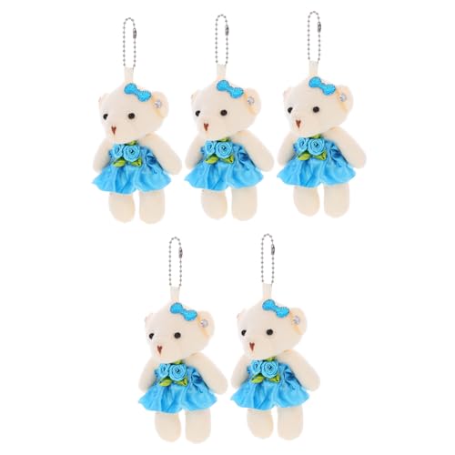 KOMBIUDA 5St Hochzeitspuppe kleines Bärenspielzeug schöne kleine Bären ausgestopfte Bärenpuppe Bär Puppe Spielzeug entzückender Bärenanhänger Schlüsselanhänger Mini-Bär- Stoff Blue von KOMBIUDA