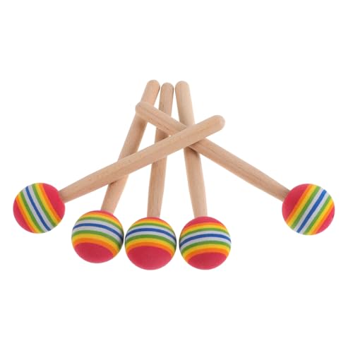 KOMBIUDA 5st Lollipop-trommelstöcke Percussion-kit Schlägelstöcke Für Trommeln Lollipop-trommelschlägel Bunte Trommelschlägel Handschlagstöcke Schlagzeugstöcke Trommel Ersatzteile Holz von KOMBIUDA