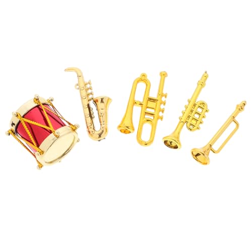 KOMBIUDA 5st Miniatur-musikinstrumente Mini-musikinstrumentenmodell Mini-Instrument Trompetenhorn Für Kinder Musikalische Blasinstrumente Mini- -Musikinstrument Golden Plastik von KOMBIUDA