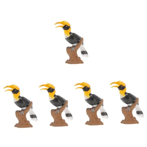 KOMBIUDA 5st -Modell Simuliertes Nashornvogel-vogelmodell Krähenköder Pädagogisches Vogelspielzeug Figur Vogel-spielset-kuchenaufsatz Vogelskulpturmodell Plüsch Krähe Dekor Ara Plastik von KOMBIUDA