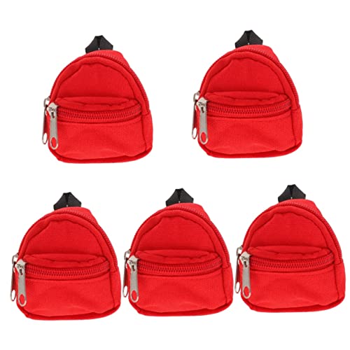 KOMBIUDA 5st Puppenrucksack Schultasche Für Puppe Süße Puppentasche Rucksäcke Für Puppen Mini-Rucksack-dekor Puppenschrank Mikrospielzeug Requisiten Für Die Puppenfotografie Rot Polyester von KOMBIUDA