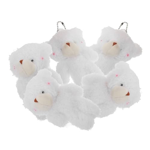 KOMBIUDA 5st Teddybär Stofftier Weichgelenkbären Bär Schlüsselanhänger Mini- -Spielzeug Mini-bär-Ornament Mini-bärenpuppen Plüschbärenfigur Kleine Plüschbären Perlenvlies Weiß von KOMBIUDA