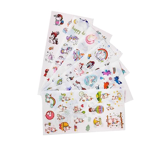 KOMBIUDA 6 Blätter Einhorn Dekorative Aufkleber Scrapbook Aufkleber Laptop Aufkleber Nagelaufkleber Aufkleber Cartoon Einhorn Serie Aufkleber Klebeaufkleber Planer Aufkleber PVC von KOMBIUDA