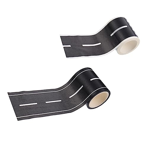 KOMBIUDA 6 Rollen Straßen Spielzeug Schwarze Straße Abspielen Aufkleber Für Eisenbahn-washi-Tape Zugtisch Dekoratives Washi-Klebeband Straßenabdeckband Schwarzes Klebeband Black Papier von KOMBIUDA